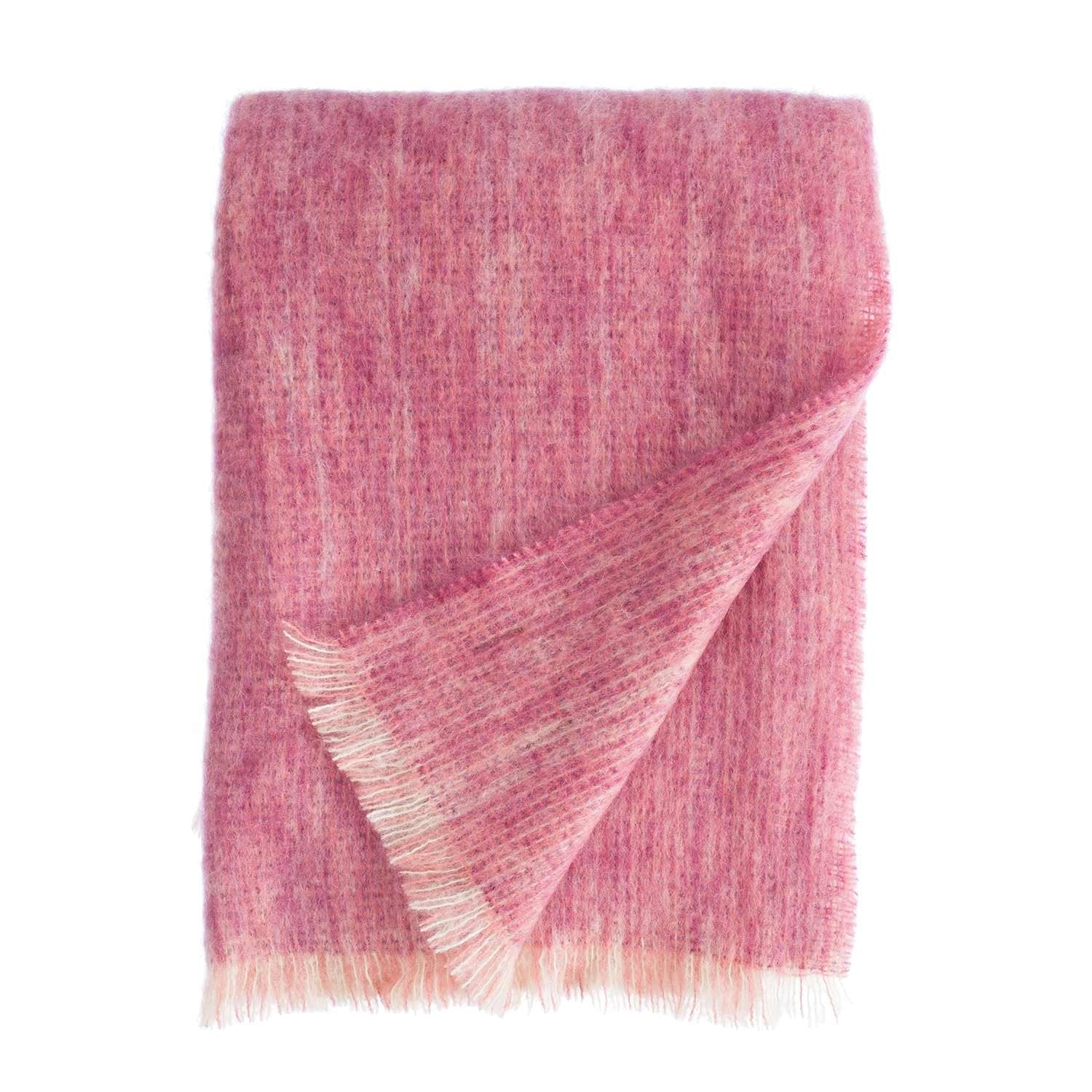 Mohair Throw | Rose Pink & Cream Blanket | The Wool Company