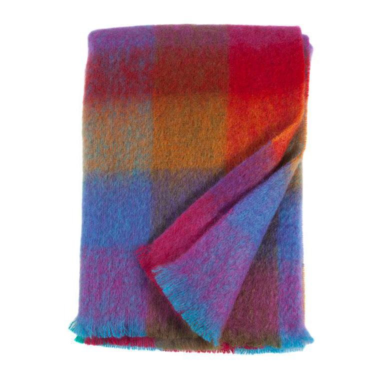 Mohair Throw Guava Check | Soft & Warm Blanket | The Wool Company