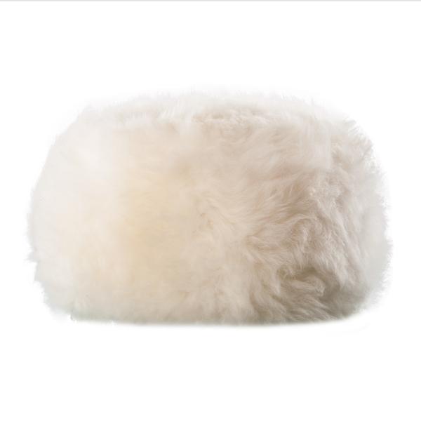 Natural British Sheepskin Footstool | Undyed White | The Wool Company