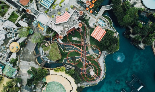 bird's eye view of theme park