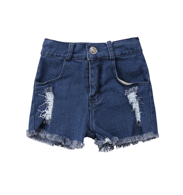 kids black jean shorts