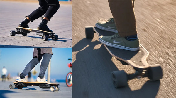 Riding a Meepo v5 electric skateboard.