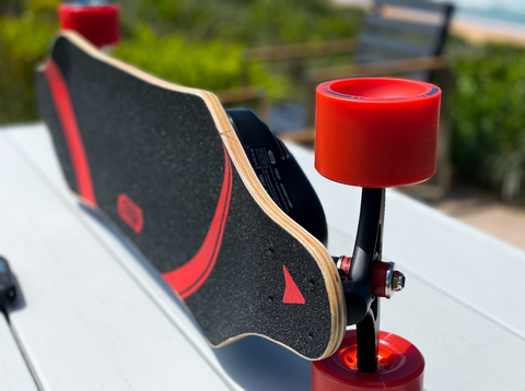 side shot meepo shuffle board against ocean background