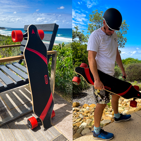 MEEPO Shuffle (V4) 620W x 2 Electric Skateboard - Black/Red for sale online