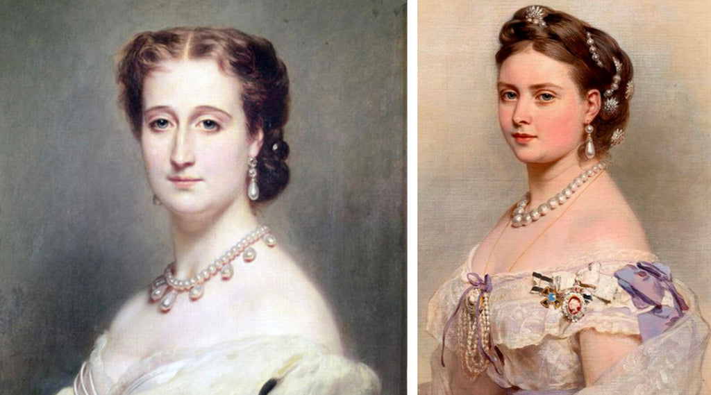 Royalty with pearl earrings; Empress Eugenie (1864) and Princess Victoria of Prussia (1867)