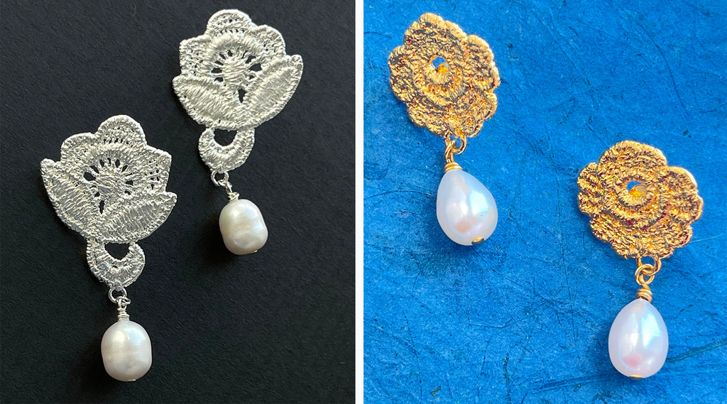 Pearl Earrings from the Gilded Lace collection - Alyce and Ada earrings