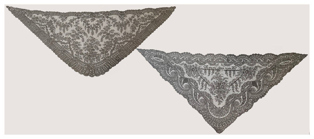 Machine made and hand made Chantilly lace 1860