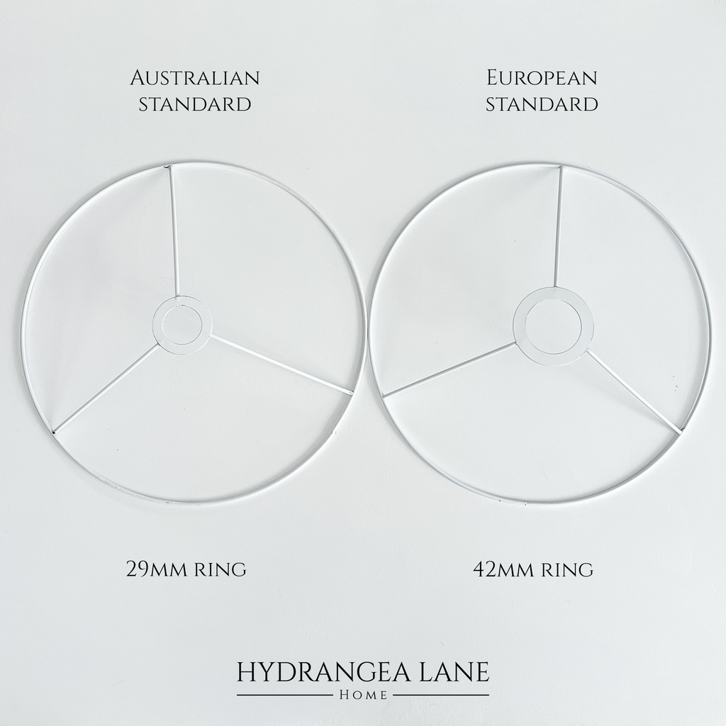 Lampshade ring sizes