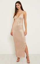 Liza Sparkly Sequin Maxi Dress with Slit in Rose Gold