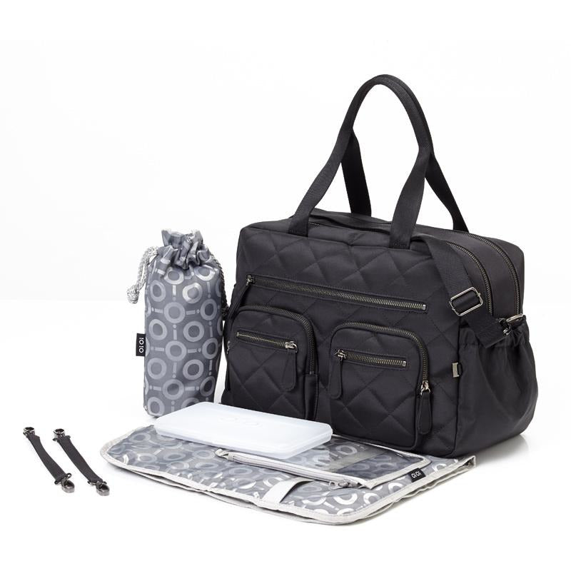 oioi carry all black diamond quilt nappy bag