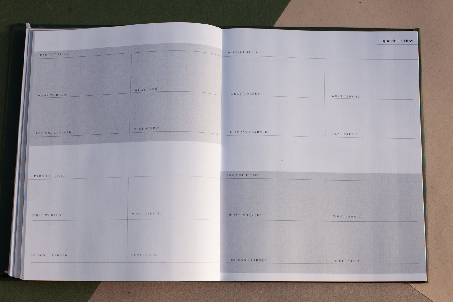 Alter Planning Co's Annual Planner Quarterly Review Layout