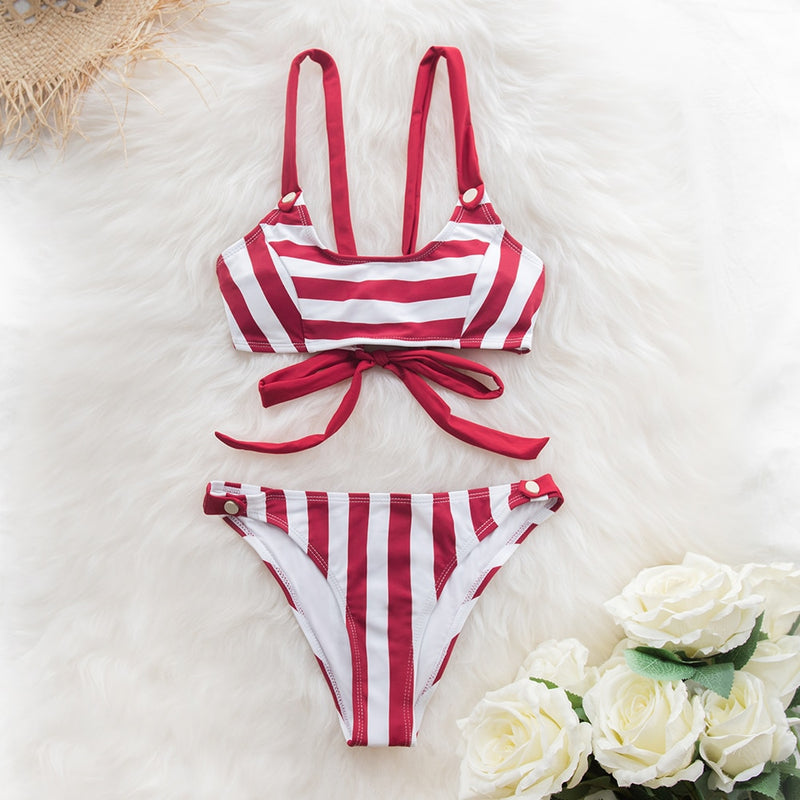 Candy Stripe Low-Waist Bikini Set | Flip Flop Labs
