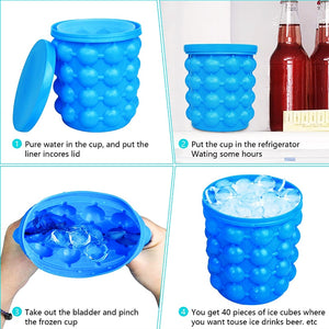Silicone Ice Cube Maker Portable Bucket Wine Ice Cooler Beer Cabinet Space Saving Kitchen Tools Drinking Whiskey Freeze 2 In 1 - Center Of Treasures