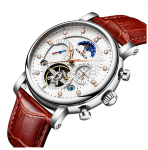 Moon Phase king Leather Diamond Display Automatic Mechanical Watch Men's Watches Top Brand Luxury - Center Of Treasures