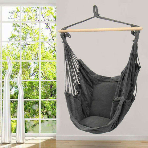 deluxe hanging hammock chair in grey