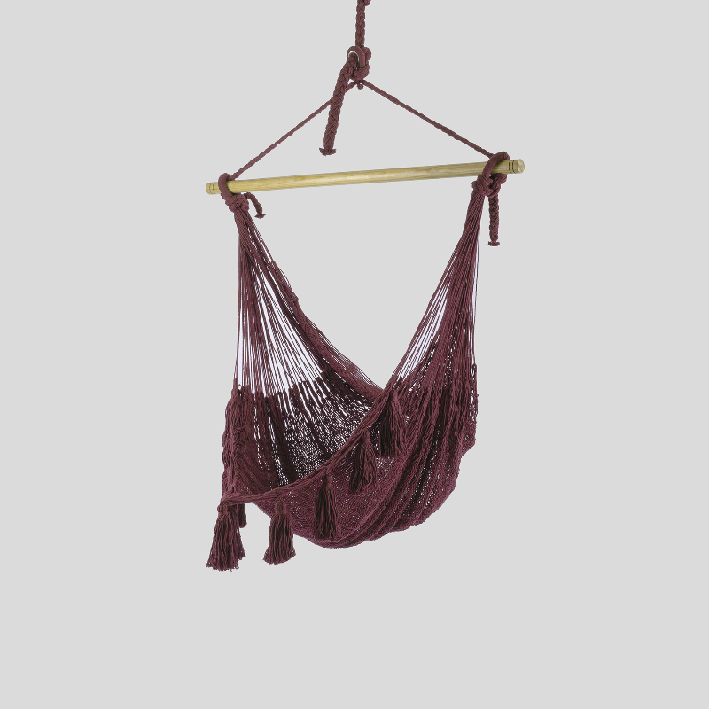 deluxe thick cotton Mexican hammock chair in maroon