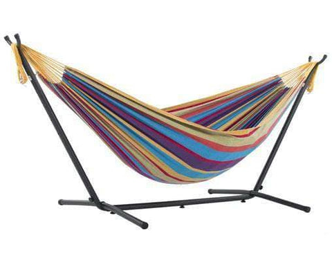 double cotton hammock with stand tropical