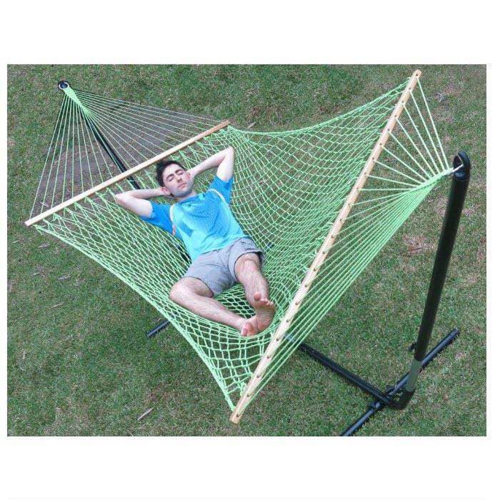 Large Green Cotton Rope Hammock with Spreader Bar-None-Siesta Hammocks