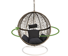 Rattan Hanging Egg Chair in Oatmeal and Grey Colour