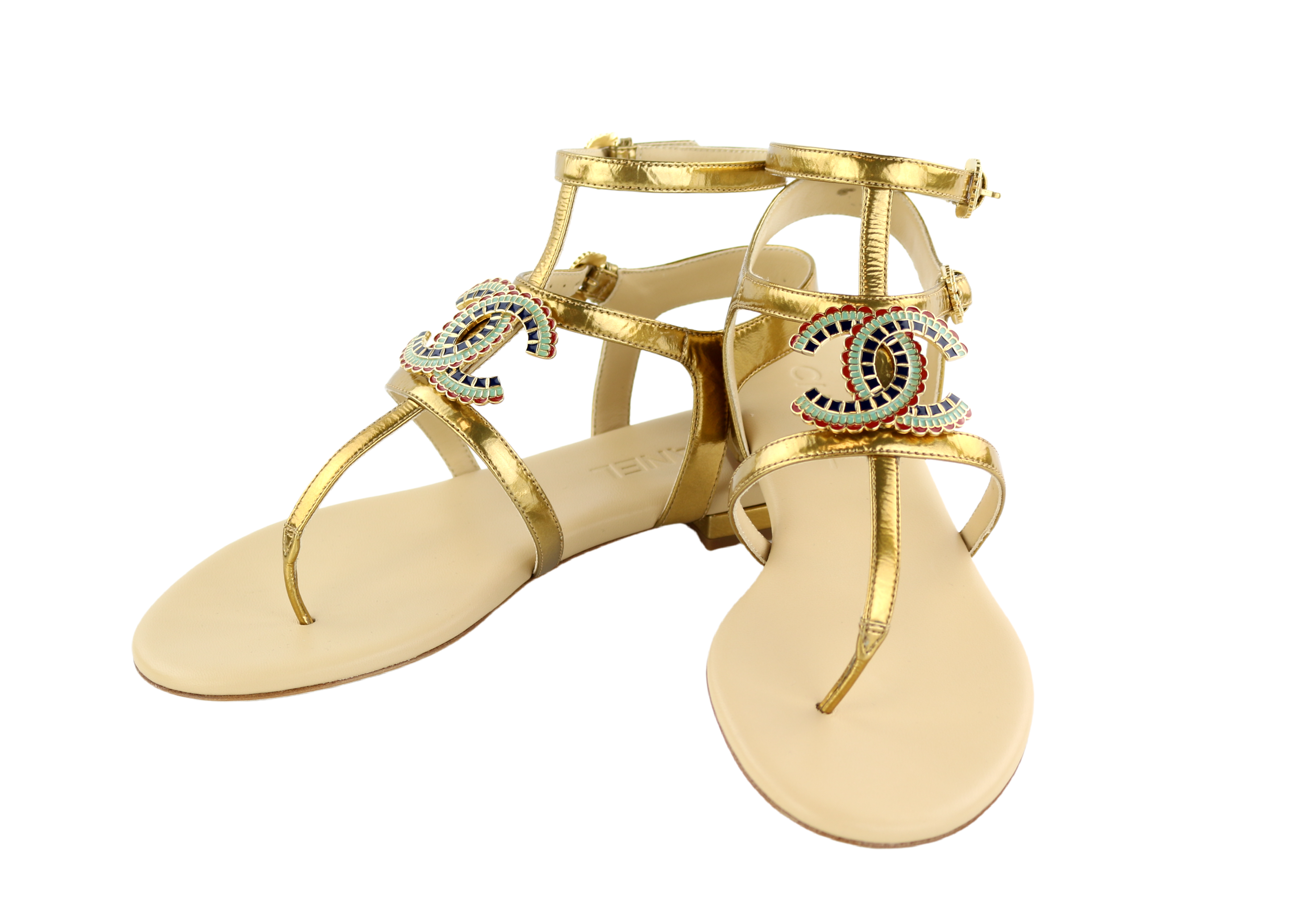 gold thong sandals