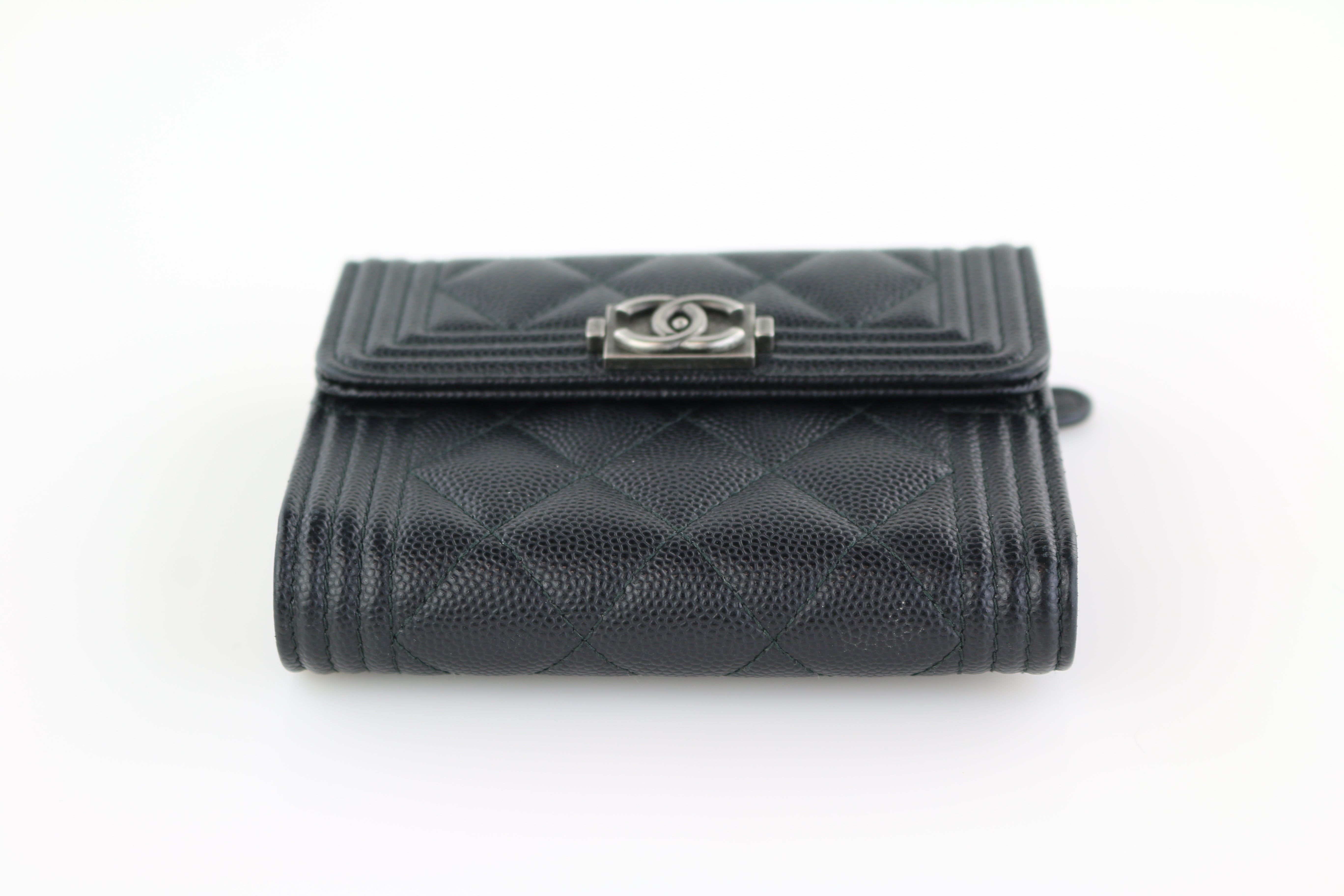 Chanel Quilted Boy Flap Long Wallet Black Lambskin Ruthentium Hardware   Coco Approved Studio