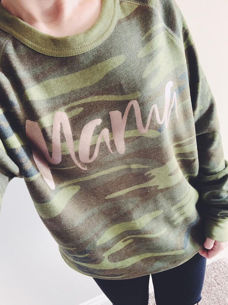 camo crew neck sweatshirt