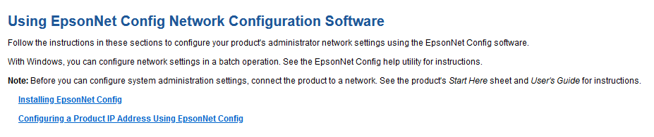 EpsonNet Config Network Configuration Software