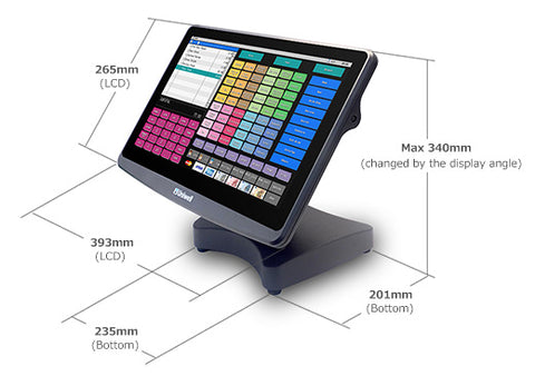 Uniwell HX-6500 POS System Dimensions