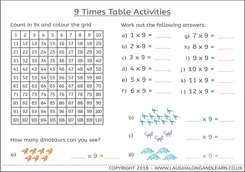 Personalised Dinosaur Times Tables Pack – Laugh Along and Learn