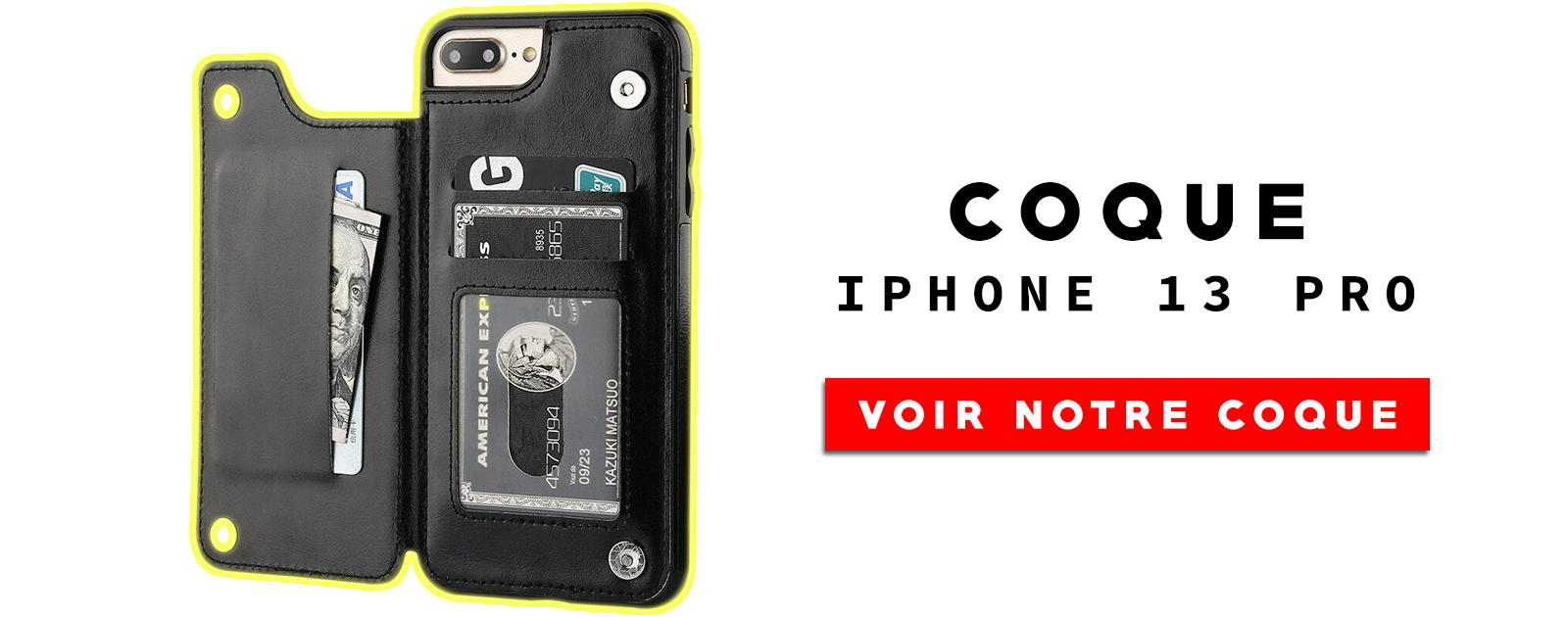 Coque Portefeuille en Cuir pour iPhone 13 Pro