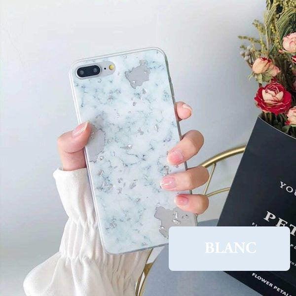 coque iphone xr feuille or