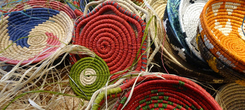 crafting raffia basket 