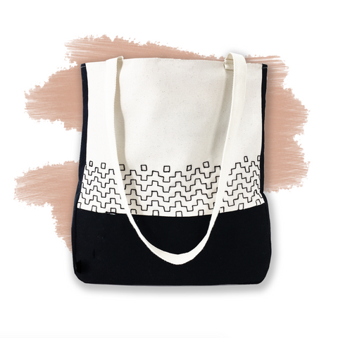 sashiko embroidered tote bag