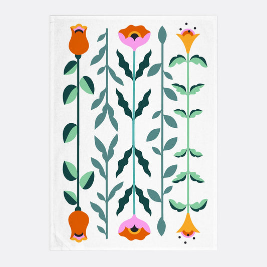 Black and White Floral Tea Towel – SofterandWild