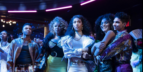 Group shot of a few characters from Pose.
