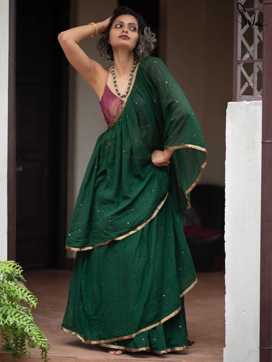 Pre-draped Dayawanti Mul Cotton Saree –