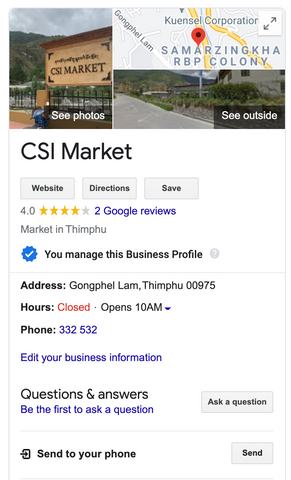 CSI market on google map and get direction | druksell