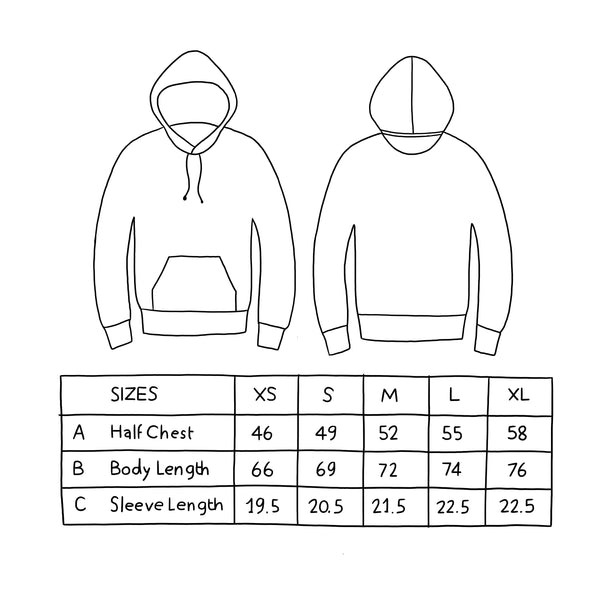 SIZE GUIDE HOODIES – lorrainesorlet