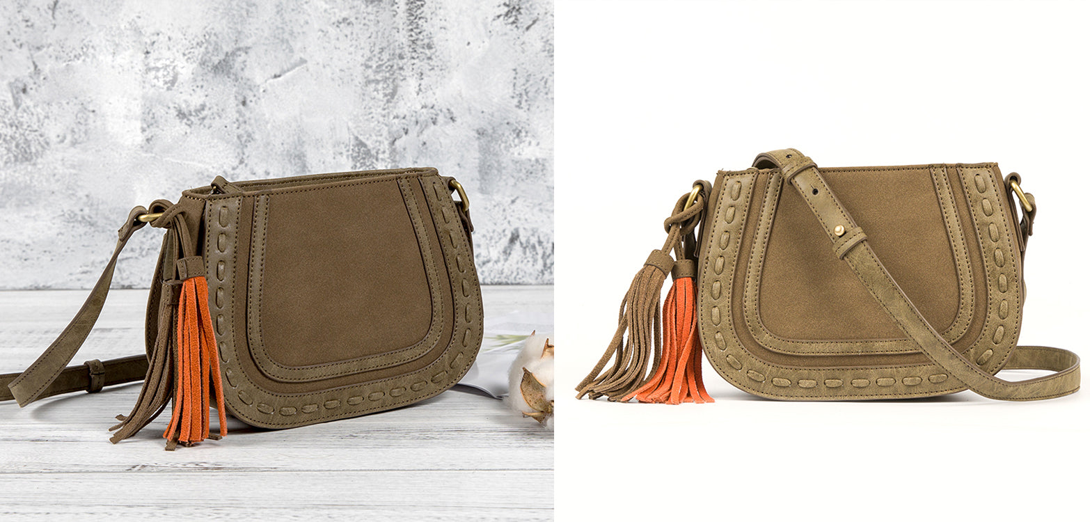 Icon - Crossbody Tote with Boho Fringe, Braided Handle Plain