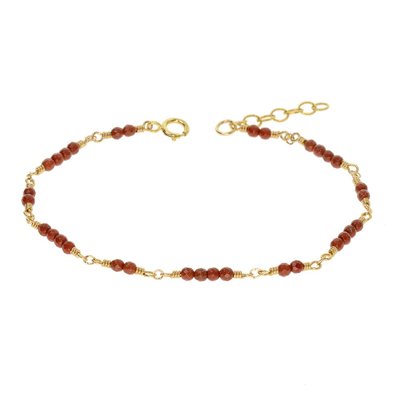 14K Gold Bracelet with Tiny Red Agate Gemstone Jewelry Accessories Gif ...