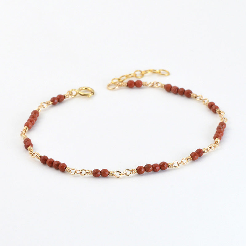 14K Gold Bracelet with Tiny Red Agate Gemstone Jewelry Accessories Gif ...
