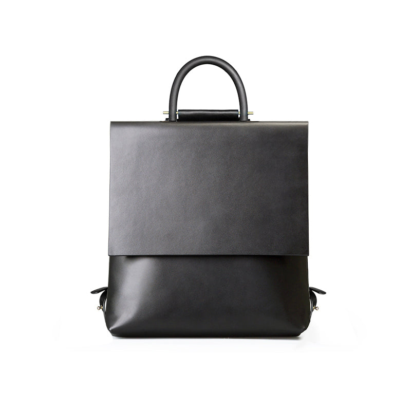 black leather handbag backpack