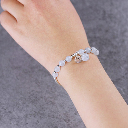 Sterling Silver Aquamarine Beaded Bracelet Handmade Jewelry for Women ...