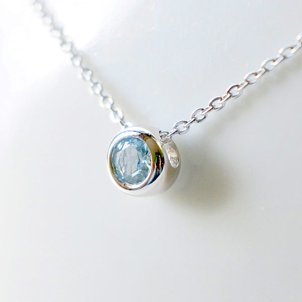 Aquamarine Garnet Diopside Pendant Necklace in 18K White Gold Plated S ...