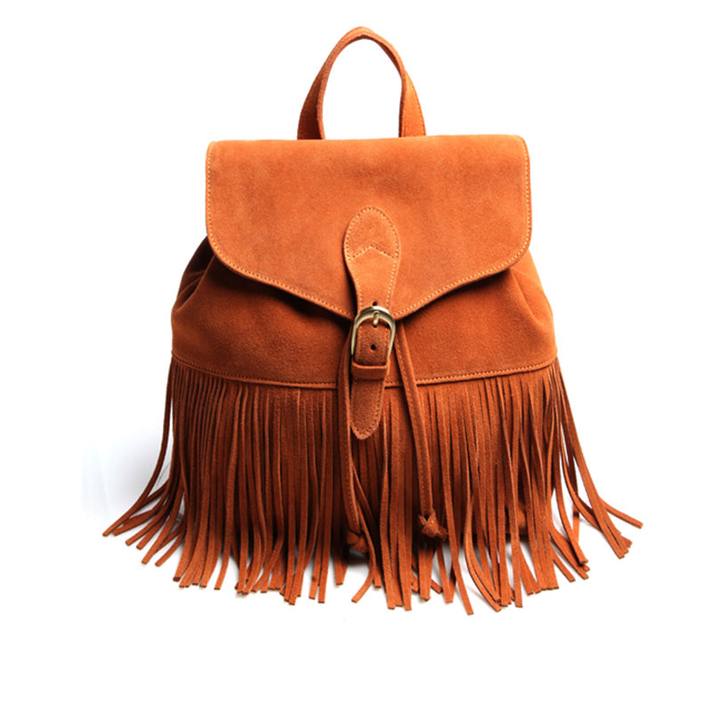 Boho Womens Leather Fringe Backpack Purse Hippie Backpack Bags for Wom ...
