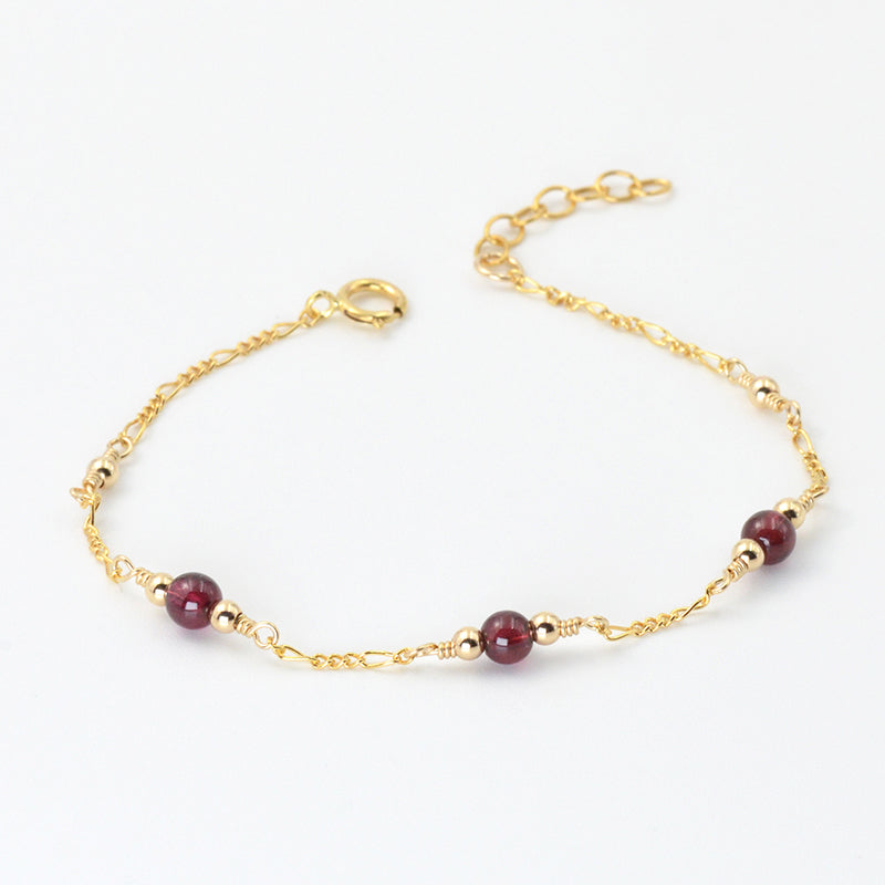 Charm Garnet Beaded Bracelets in 14K Gold Birthstone Jewelry for Women ...