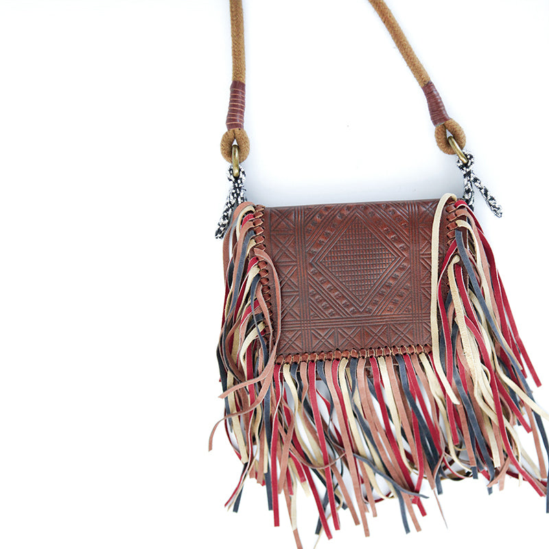 Handmade Boho Leather Fringe Crossbody Purse Western Purses With Fring ...