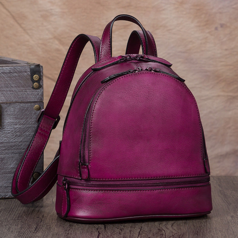 purple leather backpack purse