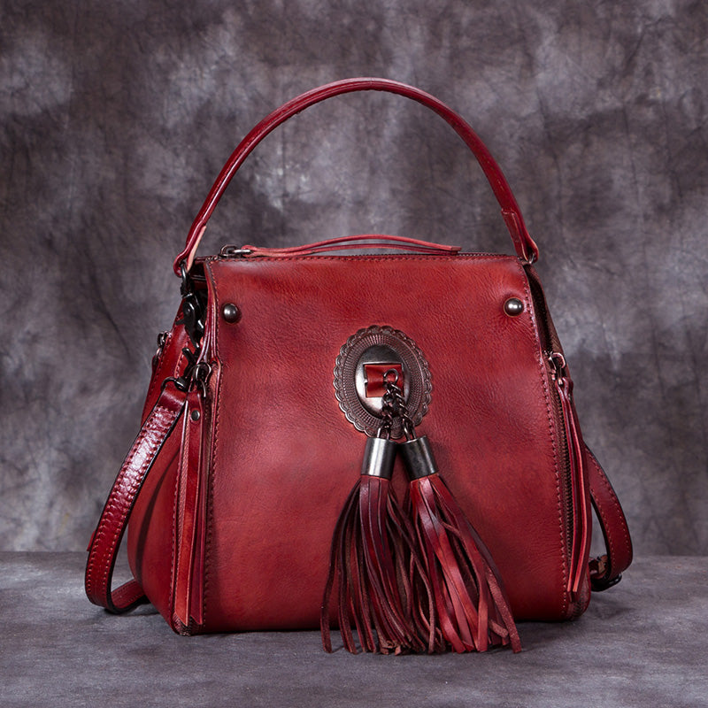Small Womens Leather Fringe Backpack Purses Crossbody Handbags for Wom ...
