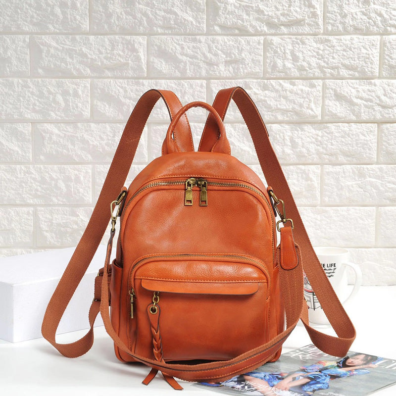 Handmade Ladies Leather Backpack Purse Small Rucksack Cross shoulder b ...